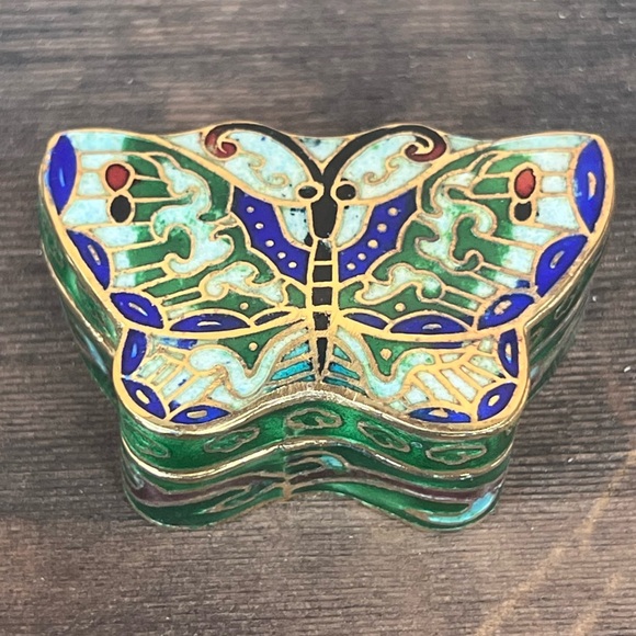 Other - Vintage NOS Cloisonné Enamel Butterfly Mini Trinket Boxes – Vibrant Colors